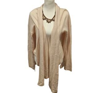 Saks fifth avenue cashmere cardigan cream beige small medium open drapy wrap **
